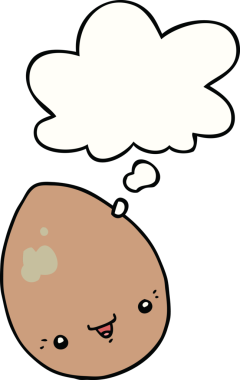 Bir insan tarafından çizilmiş düşünce baloncuklu çizgi film yumurtası.