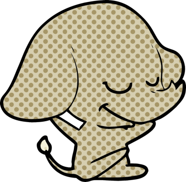 Bir insan tarafından çizilmiş gülümseyen bir fil.