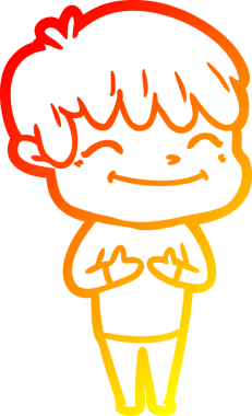 Bir insan tarafından çizilen mutlu bir çocuğun sıcak çizgi çizimi.