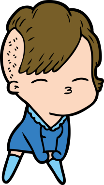 Bir insan tarafından çizilmiş şaşı çizgi film kızı.