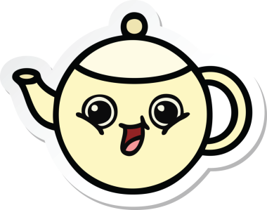 Bir insan tarafından çizilmiş şirin bir çay demliğinin çıkartması.