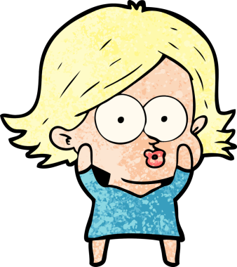 Çizgi film kızı somurtuyor bir insan tarafından