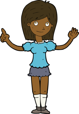 Bir insan tarafından çizilen fikri açıklayan karikatür kadın.