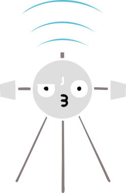 Bir insan tarafından çizilmiş düz renkli bir uydu karikatürü