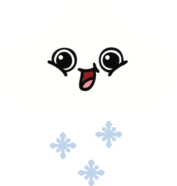 Bir insan tarafından çizilmiş bir kar bulutunun düz renkli retro karikatürü