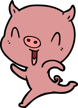 Bir insan tarafından çizilen mutlu domuz çizgi filmi.