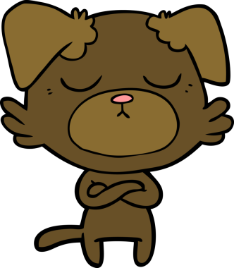 Bir insan tarafından çizilmiş şirin bir çizgi film köpeği.