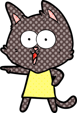 Bir insan tarafından çizilmiş komik çizgi film kedisi.