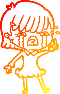 Bir insan tarafından çizilmiş ağlayan çizgi film kızı çizimi.