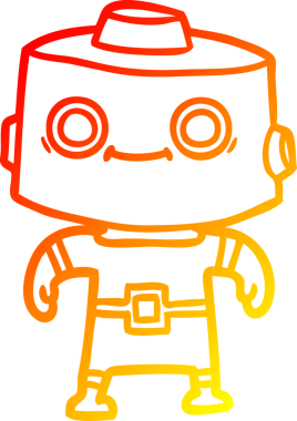 Bir insan tarafından çizilen çizgi film robotunun sıcak çizgi çizimi