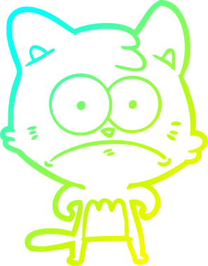 İnsan tarafından çizilmiş bir çizgi film çizimi. Sinirli bir kedi.