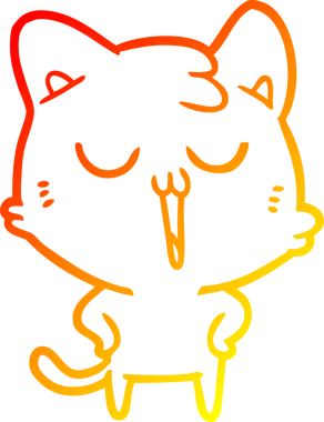 Bir insan tarafından çizilmiş çizgi film kedisinin sıcak çizgi çizimi