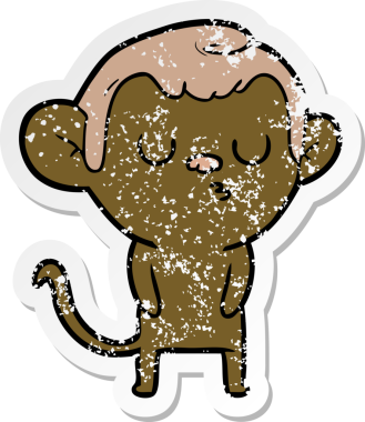 Bir insan tarafından çizilmiş karikatür maymununun sıkıntılı çıkartması