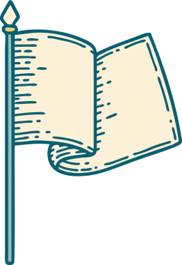 Bir insan tarafından çizilmiş beyaz bir bayrağın ikonik dövme şekli