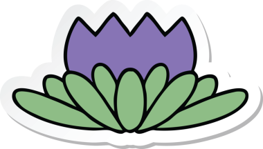 Bir insan tarafından çizilmiş şirin bir karikatür çiçeğinin çıkartması.