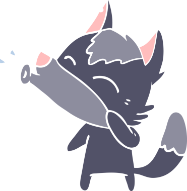 Uluyan Kurt düz renkli çizgi film bir insan tarafından çizildi.