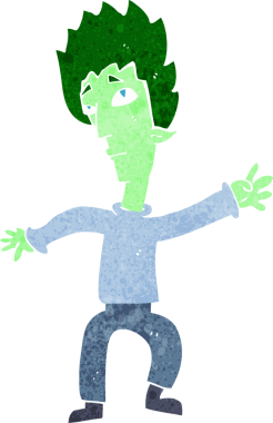 Bir insan tarafından çizilmiş vampir adam çizgi filmi.