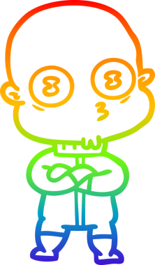 Gökkuşağı gradyan çizgi çizimi Bir insan tarafından çizilmiş garip kel uzay adamı