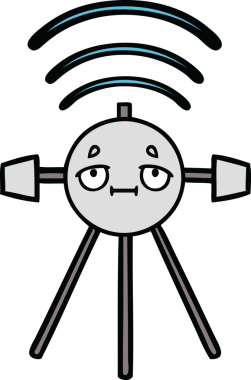 Bir insan tarafından çizilmiş sevimli bir uydu karikatürü.