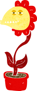 Bir insan tarafından çizilmiş karikatür canavar çiçeği.