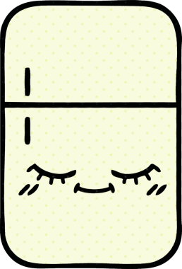 Bir insan tarafından çizilmiş buzdolabı karikatürü.