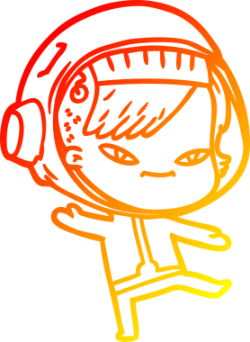 Bir insan tarafından çizilmiş bir astronot kadın çizgi çizimi.