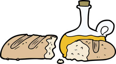 Bir insan tarafından çizilmiş ekmek ve yağ karikatürü.