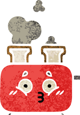 Bir insan tarafından çizilmiş bir tost makinesinin retro çizim stili karikatürü