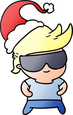 Bir insan tarafından çizilmiş Kawai çocuğunun el çizimi gradyan çizgi filmi.