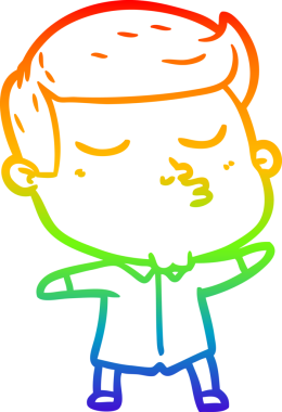 Gökkuşağı gradyan çizgi çizimi Bir insan tarafından çizilen çizgi film modeli adam