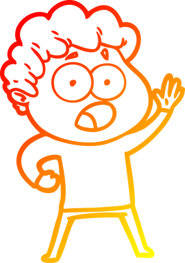 Bir insan tarafından şaşırtılarak çizilen çizgi film karakterinin sıcak çizgi çizimi.