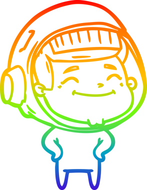 gökkuşağı gradyan çizimi mutlu bir çizgi astronot çizimi bir insan tarafından çizildi