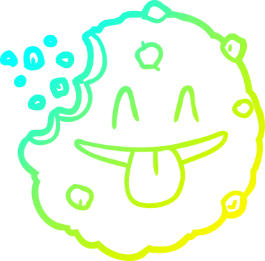 Bir insan tarafından çizilmiş bir çizgi film kurabiyesinin soğuk gradyan çizimi