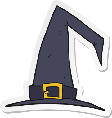 Bir insan tarafından çizilmiş bir cadı şapkasının çıkartması.