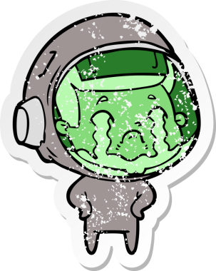 Bir insan tarafından çizilmiş ağlayan bir astronotun sıkıntılı çıkartması.