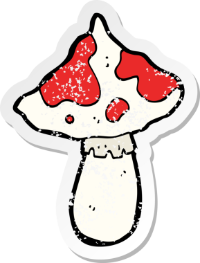 Bir insan tarafından çizilmiş bir mantar desenli karikatür yapıştırması.