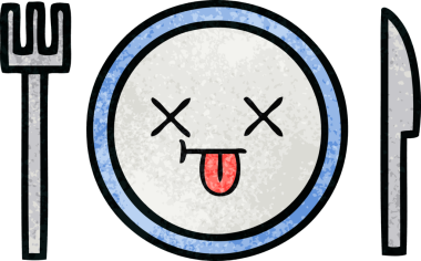 Bir insan tarafından çizilmiş yemek tabağının retro grunge deseni.