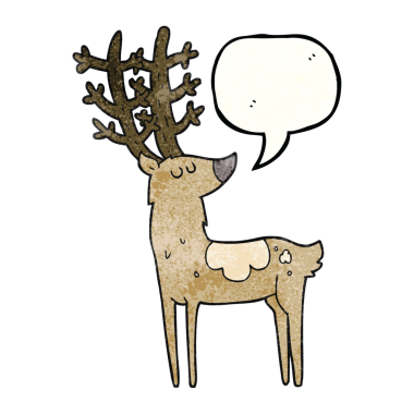 Bir insan tarafından çizilmiş serbest konuşma balonu desenli karikatür geyiği