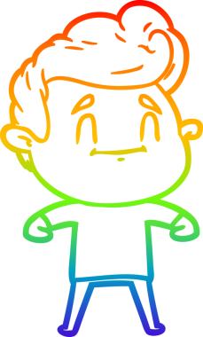 gökkuşağı gradyanı çizimi bir insan tarafından çizilmiş mutlu bir çizgi film adamı