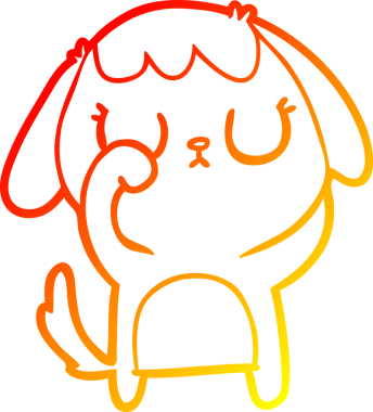 Bir insan tarafından çizilmiş sevimli bir köpeğin sıcak çizgi çizgisi.