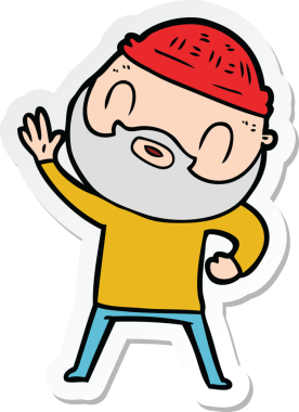 Bir insan tarafından çizilmiş sakallı bir adamın çıkartması.