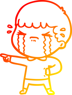 Bir insan tarafından çizilmiş ağlayan bir çizgi film karakteri çizimi.