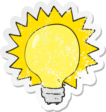 Bir insan tarafından çizilmiş bir karikatür ampulünün gerilimli yapıştırması.