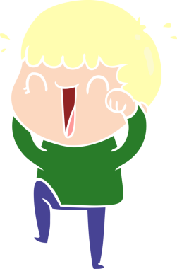 Bir insan tarafından çizilmiş düz renkli karikatür adam.