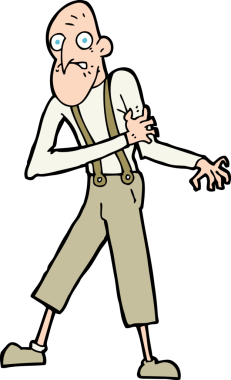 Bir insan tarafından çizilmiş kalp krizi geçiren yaşlı bir adam.