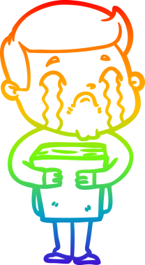 Gökkuşağı gradyan çizimi bir insan tarafından çizilmiş ağlayan bir karikatür adamı çiziyor.