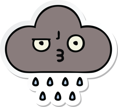 Bir insan tarafından çizilmiş şirin bir fırtına bulutunun çıkartması.