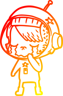 Bir insan tarafından çizilmiş, ağlayan astronot bir kızın sıcak çizgi çizimi