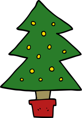 Bir insan tarafından çizilmiş karikatür noel ağacı