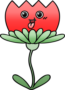 Bir insan tarafından çizilmiş rengarenk bir çiçek karikatürü.